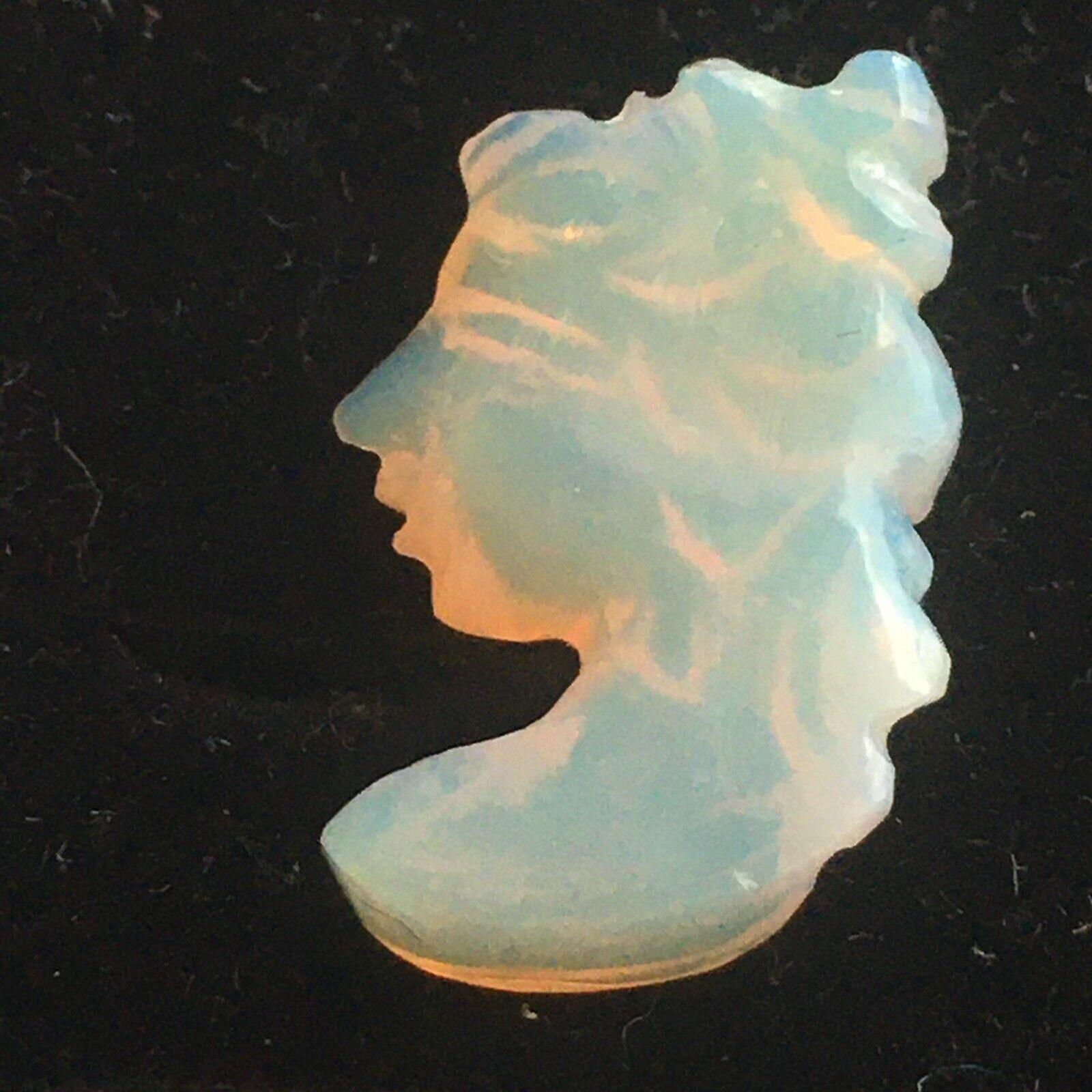 Australian Lightning Ridge Opal Detailed Carving of Lady's Bust In Good Condition For Sale In Santa Monica, CA