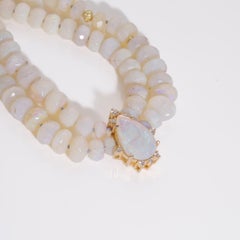 Collana in oro 14K con opale australiano Lightning Ridge e diamanti a strati giganti