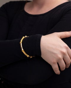 Australian Made 9 Karat Gold Hinged Bamboo Bangle