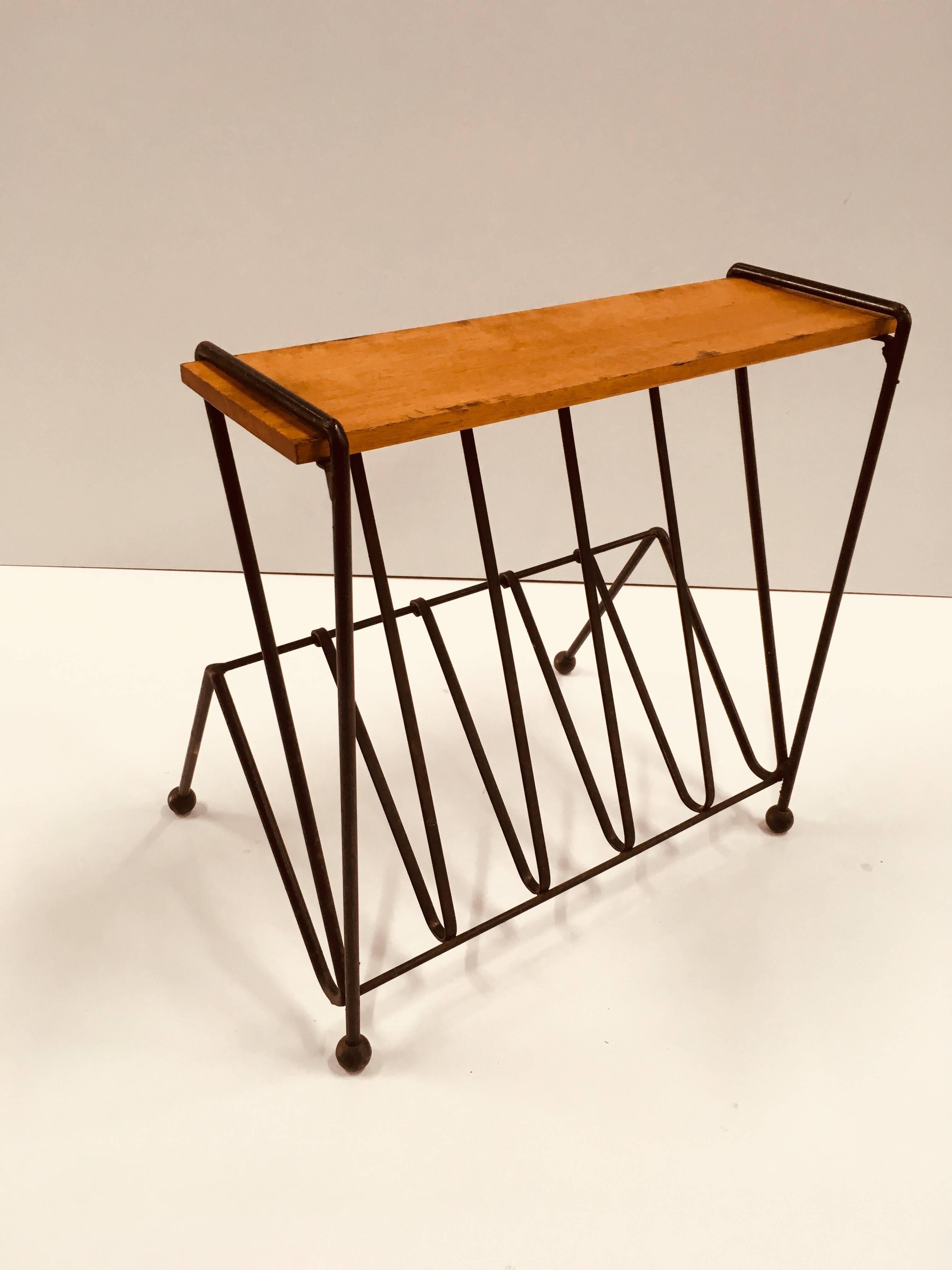 Australian Midcentury Side Table with Magazine Rack circa 1950s. A very nice example of innovative post war design. 