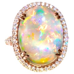 Australian Mintabie Opal & Diamond 18K Ring