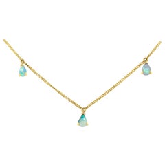 Australian Natural Untreated Boulder Opals Necklace in 18k Yellow Gold