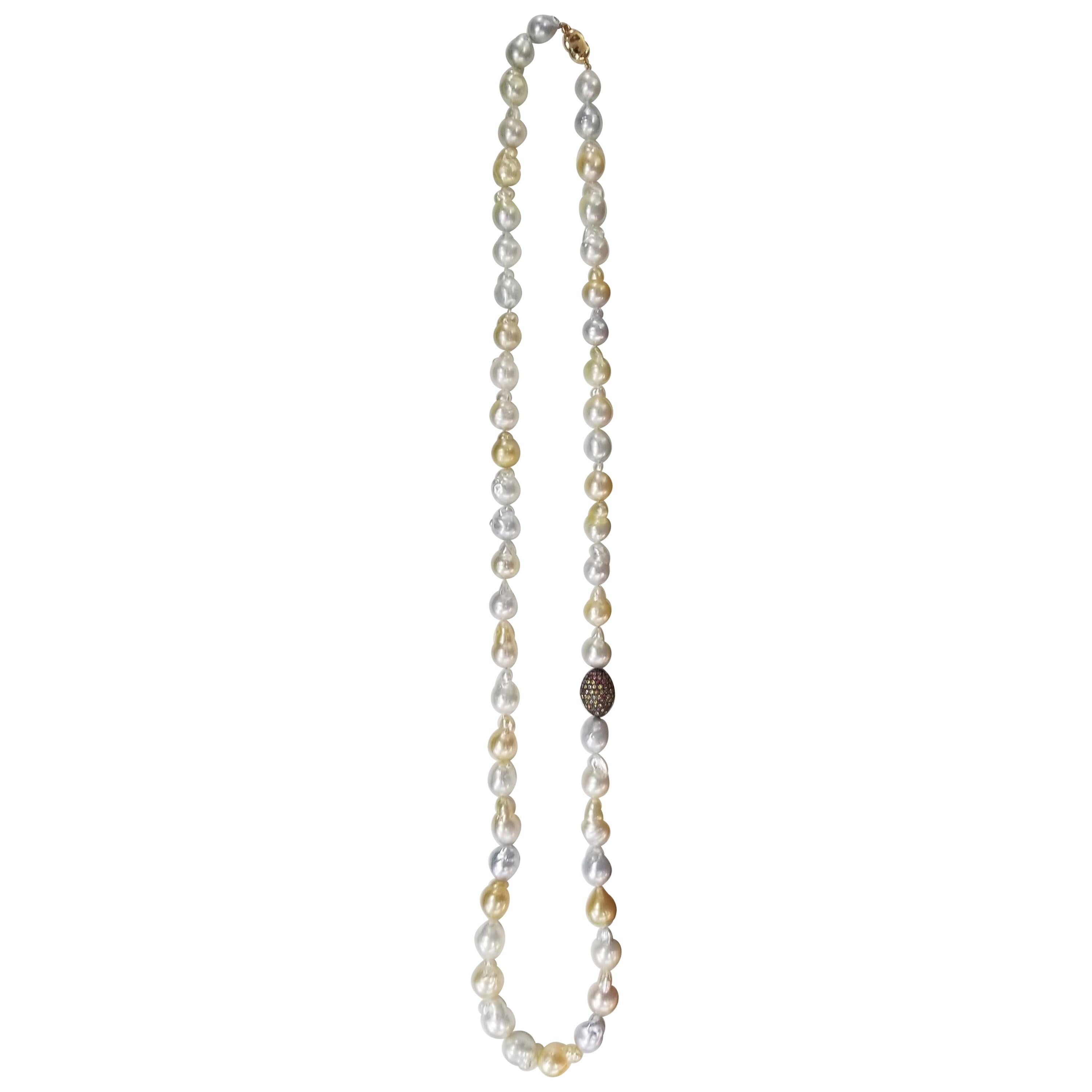 "Australian" Natural Multi-Color Baroque Pearl Necklace For Sale