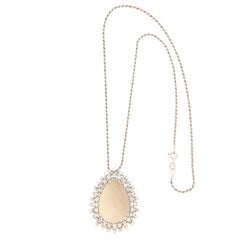 Australian Opal 18 Karat White Gold Diamonds Pendant Necklace