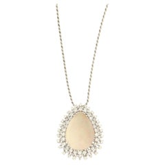 Australian Opal 18 Karat White Gold Diamonds Pendant Necklace