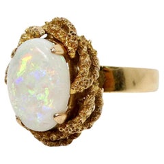 Australian Opal 18k Gold Cocktail Ring circa 1970s