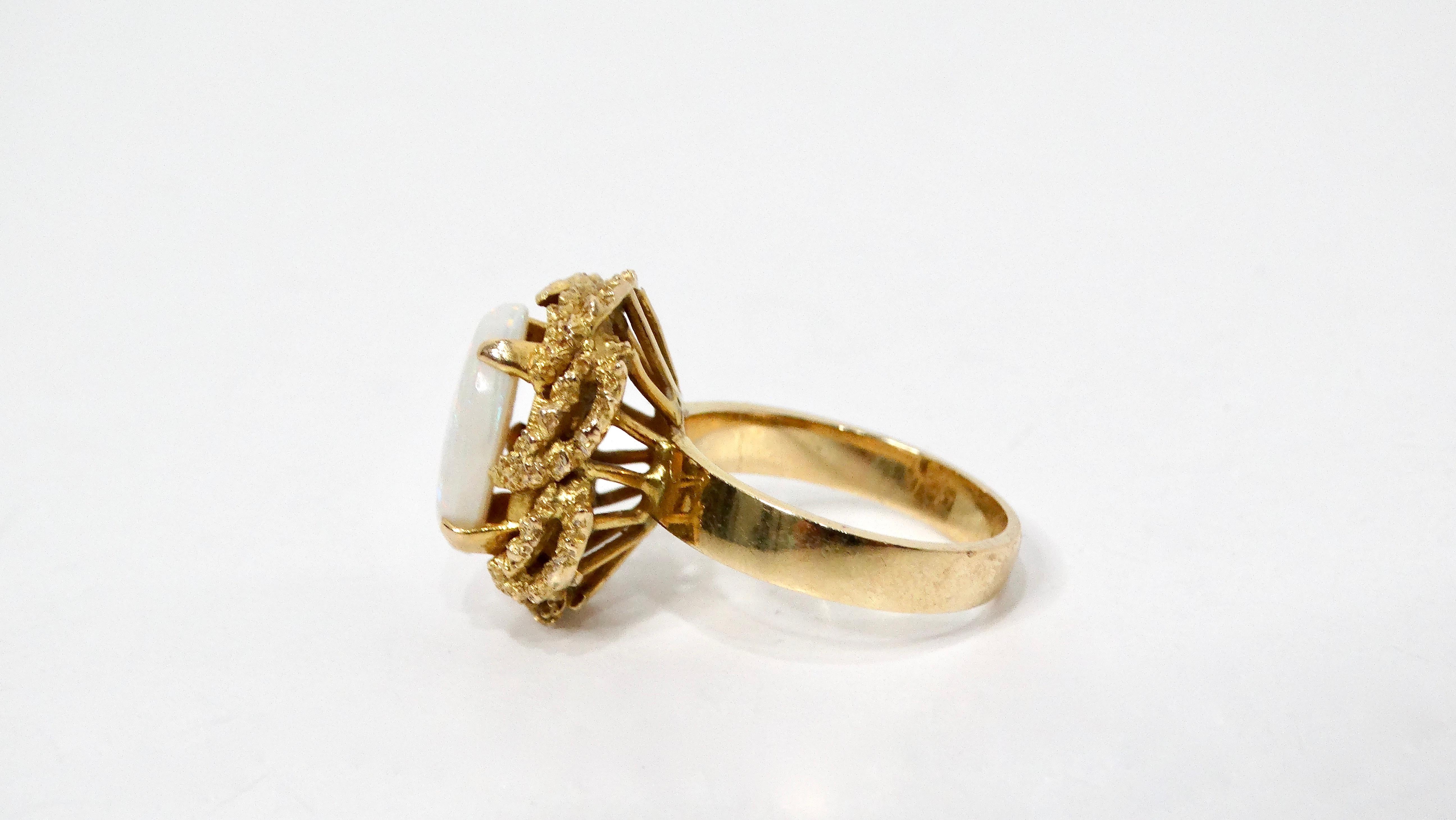 Women's Australian Opal 18k Gold Cocktail Ring circa 1970s For Sale