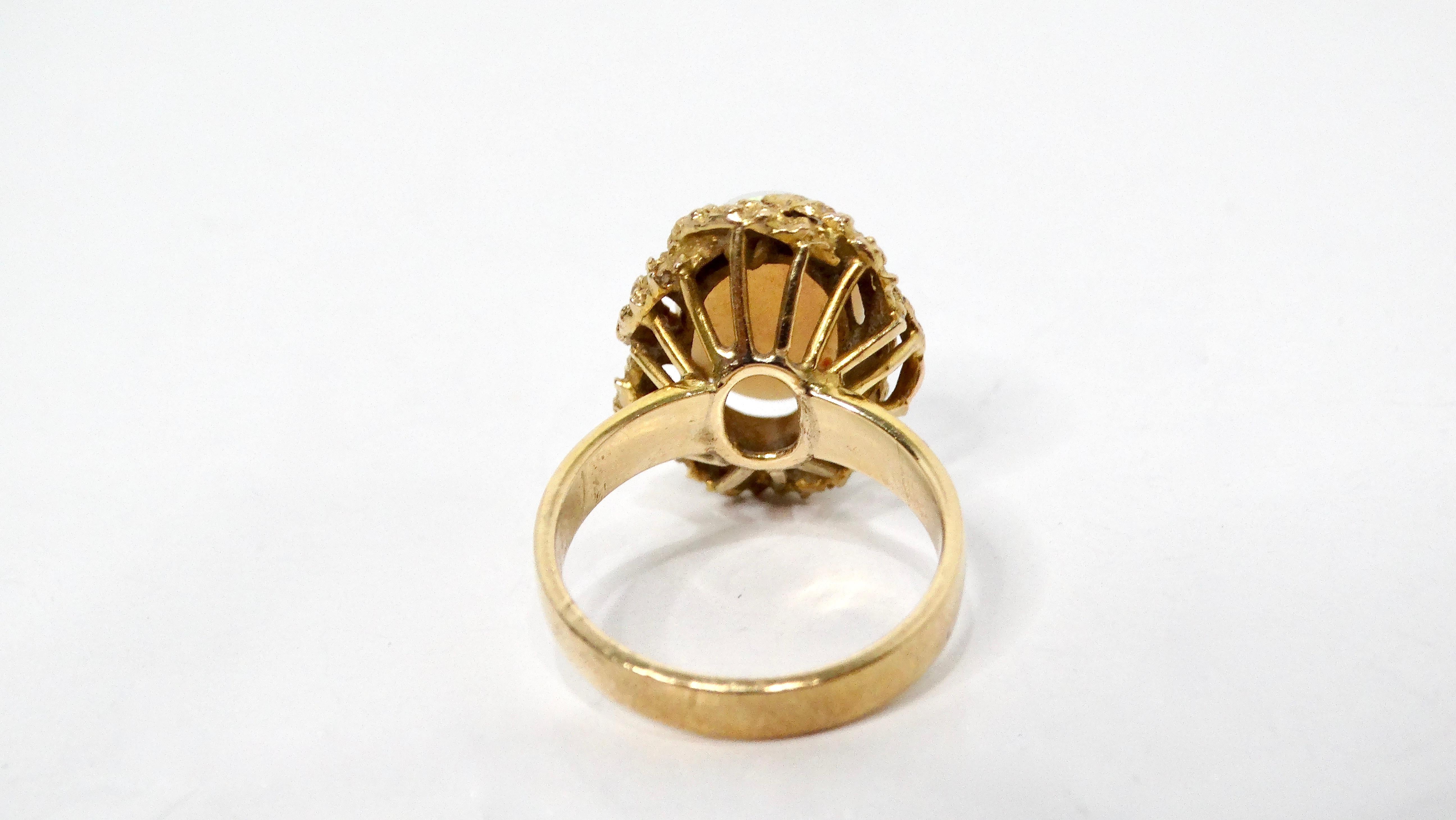 Australian Opal 18k Gold Cocktail Ring circa 1970s For Sale 1