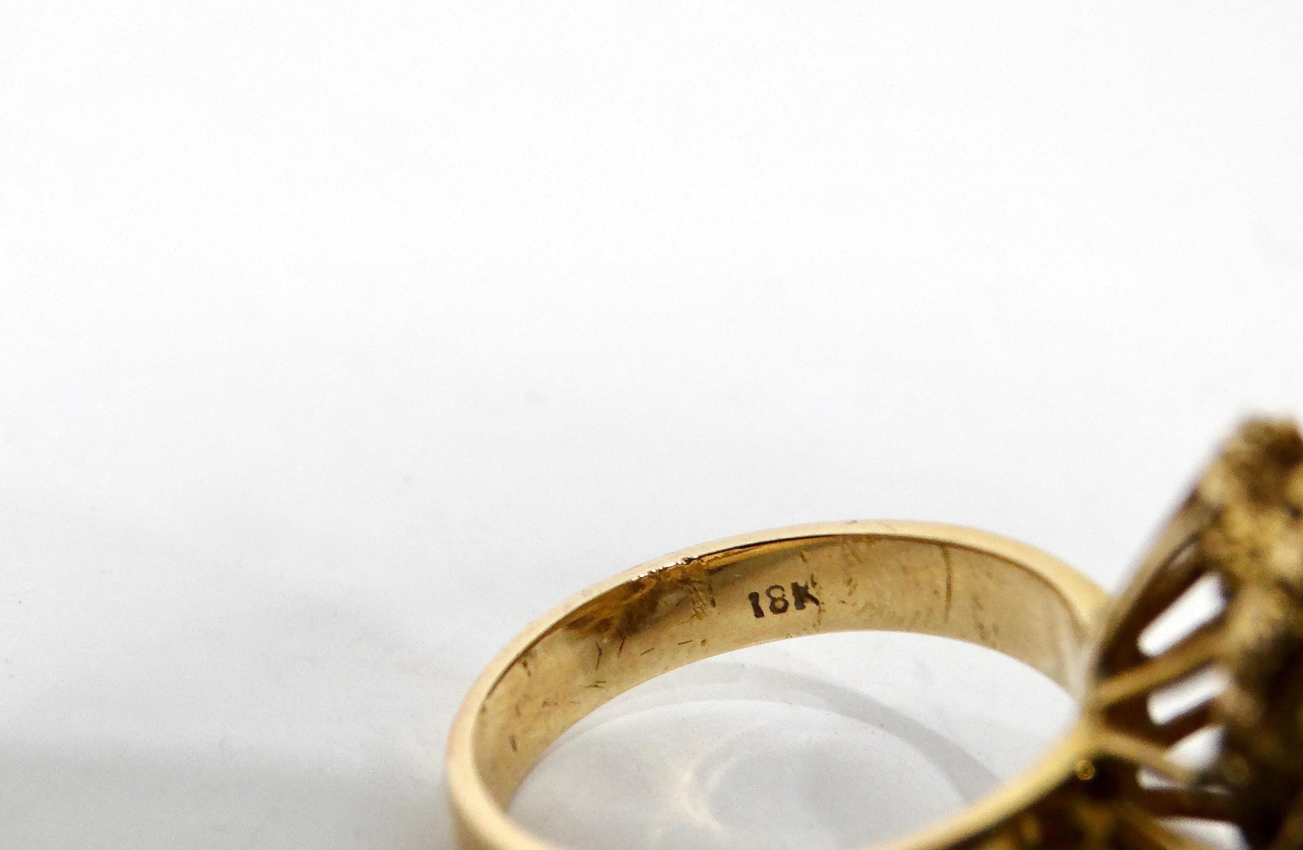 Australian Opal 18k Gold Cocktail Ring circa 1970s For Sale 2