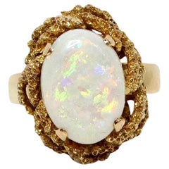 Australian Opal 18k Gold Cocktail Ring circa 1970s