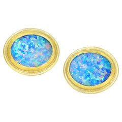 Australian Opal 22k Gold Oval Framed Stud Earrings, Petra Class 2025
