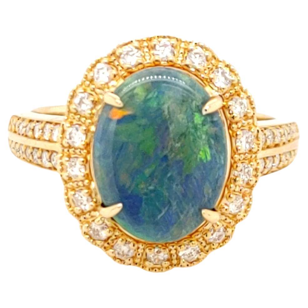 Australian Opal and 18K Gold Cocktail Ring  For Sale