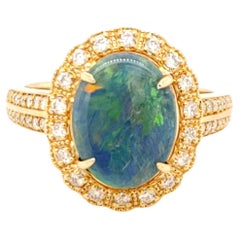 Australian Opal and 18K Gold Cocktail Ring 