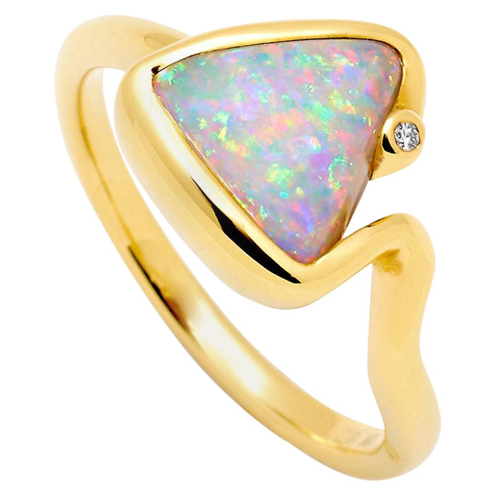 Opal Minded Australian Opal and Diamond Engagement Ring in 18K Yellow Gold