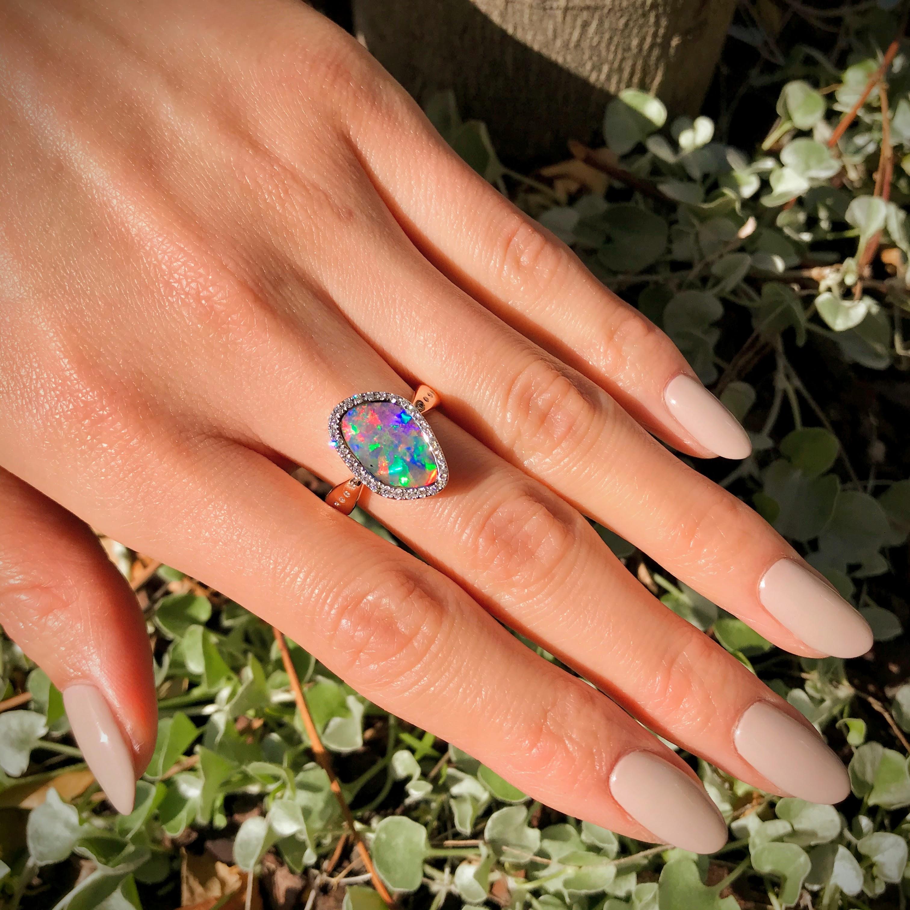 rose gold opal engagement rings