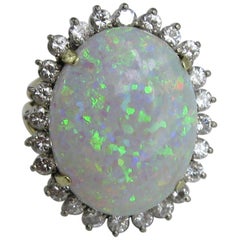 Australian Opal and Diamond Gold Cocktail Ring, 1960s 13+ Carat