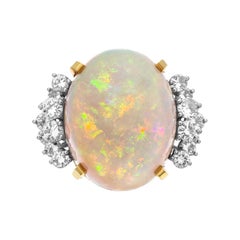 Australian Opal and Diamond Ring Set in 18k White and Yellow Gold