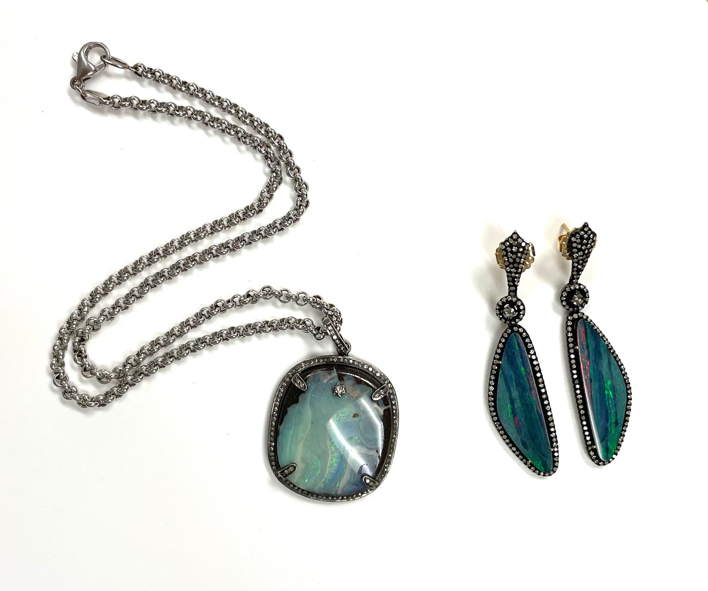 Australian Opal and Diamonds Earrings 2