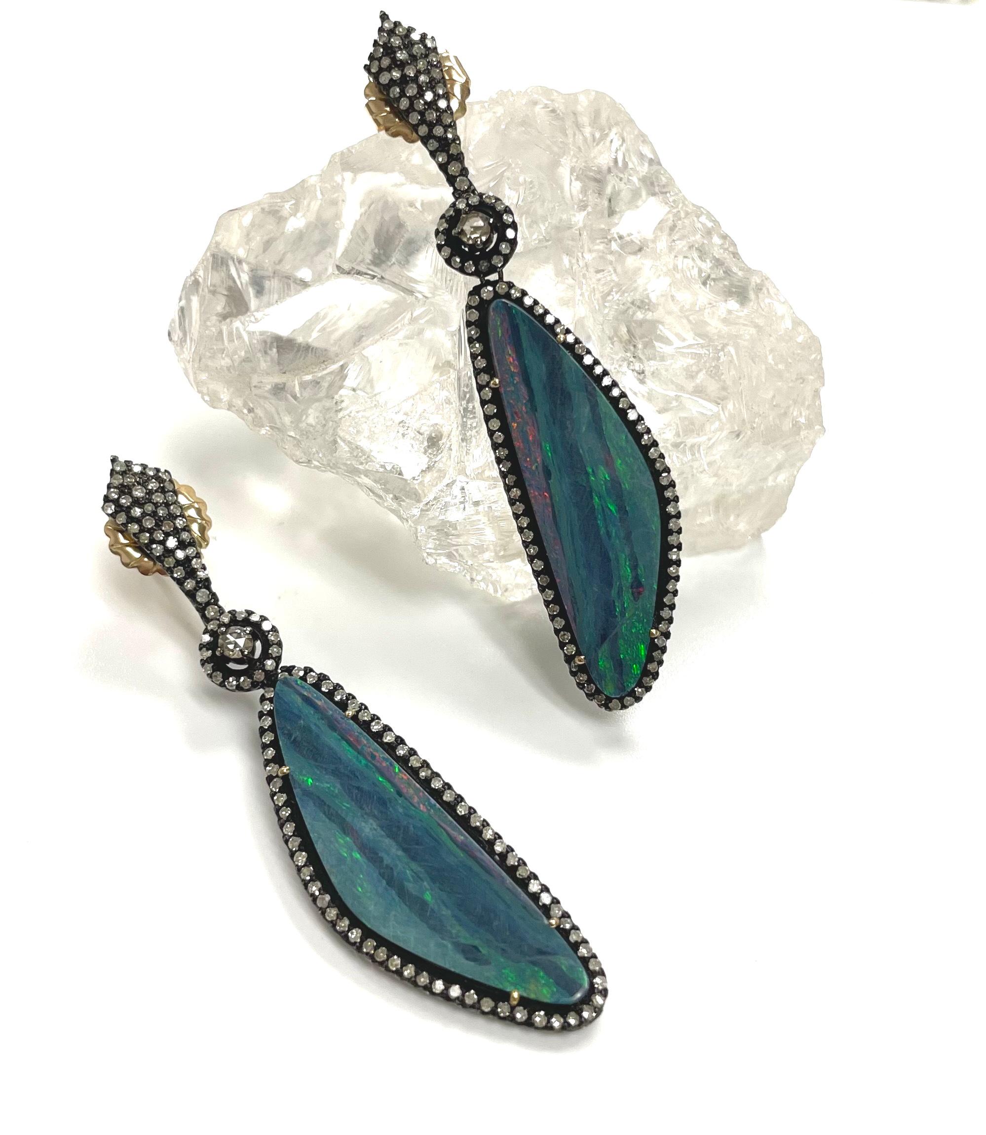 Australian Opal and Diamonds Earrings For Sale 7