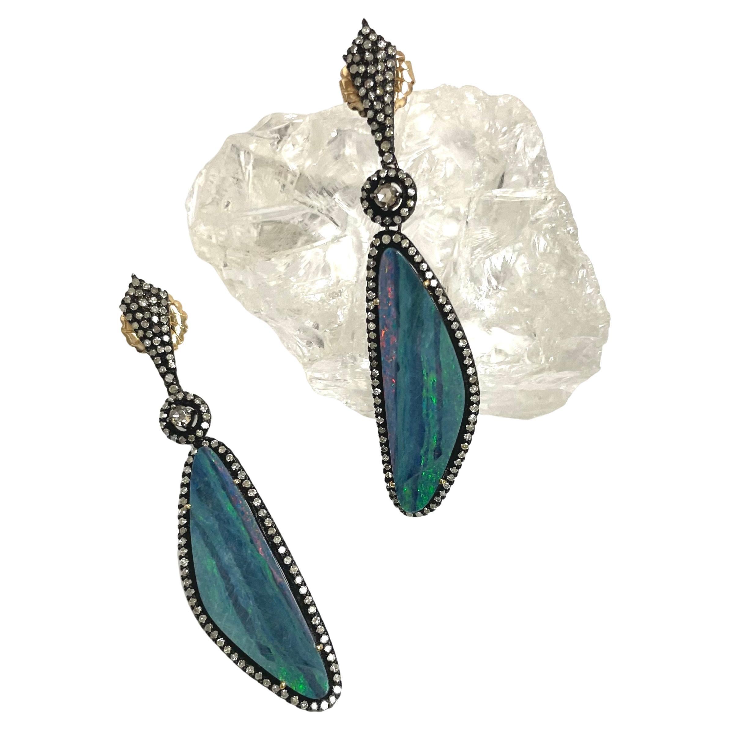 Australian Opal and Diamonds Earrings For Sale 1