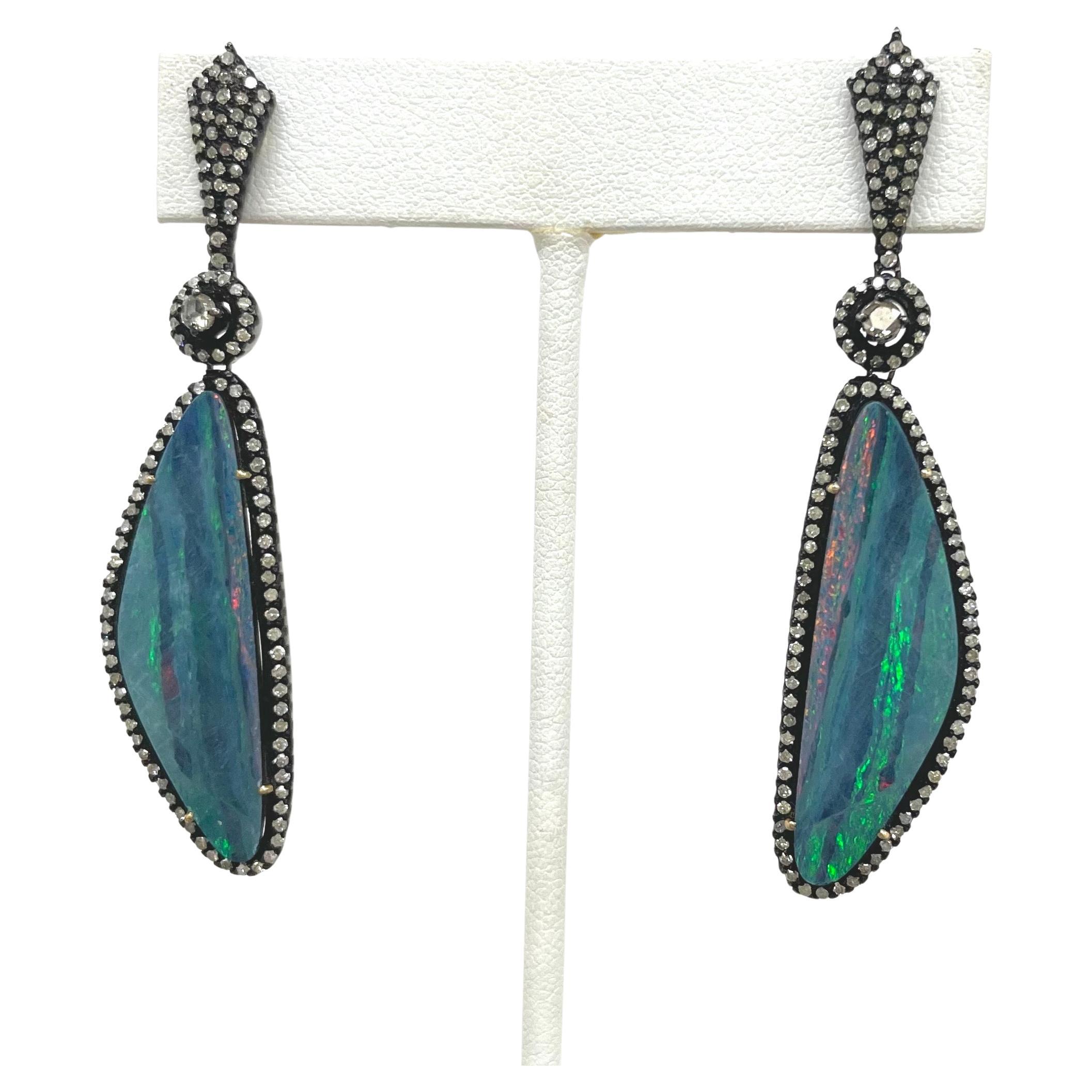 Australian Opal and Diamonds Paradizia Earrings In New Condition For Sale In Laguna Beach, CA