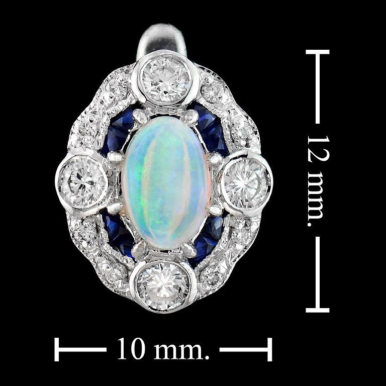 Australian Opal Blue Sapphire Diamond Earring 1