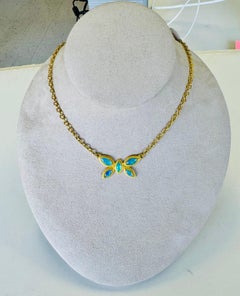 Collar de mariposa de ópalo australiano en oro de 22 quilates