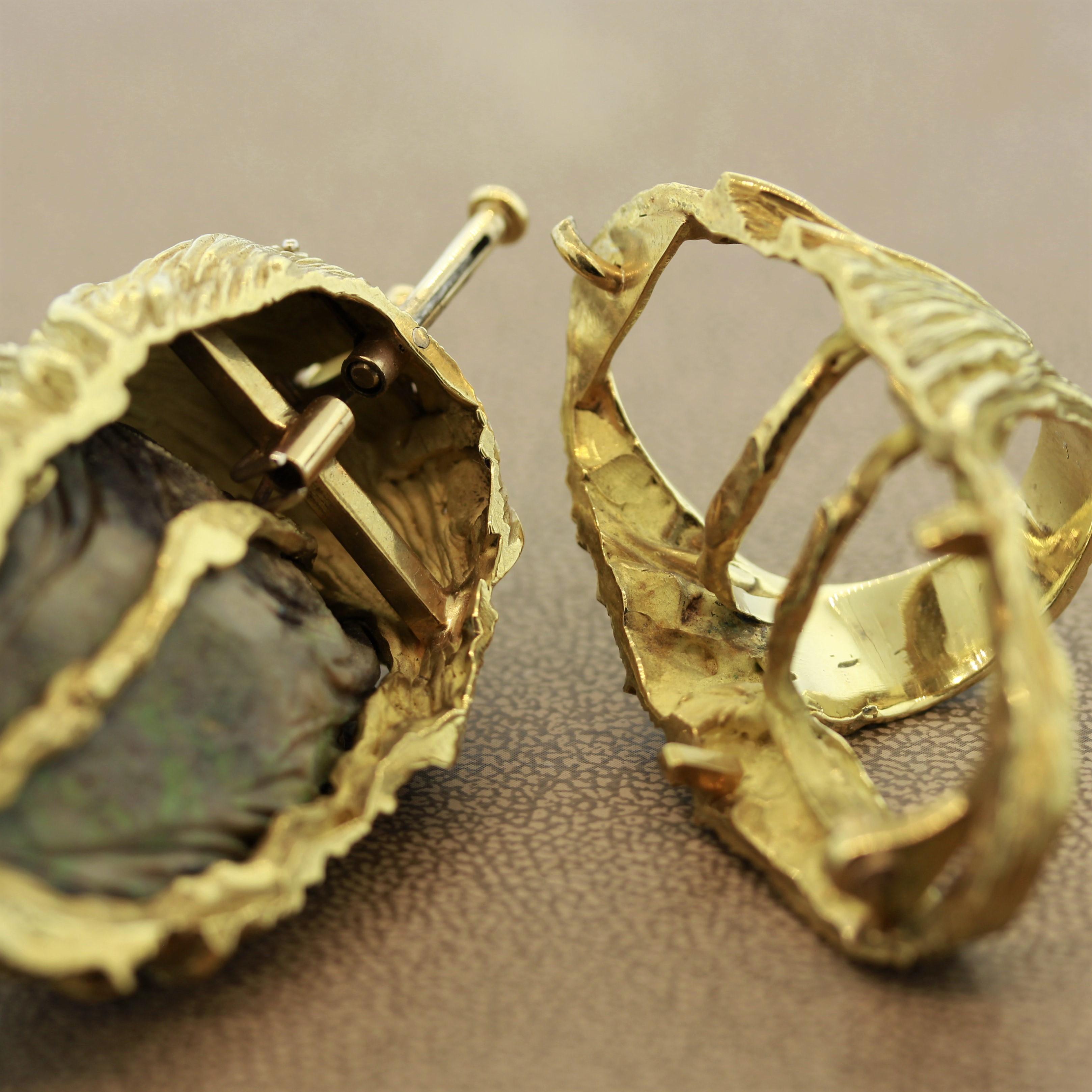 Australian Opal Carved Face Gold Ring-Pendant 7