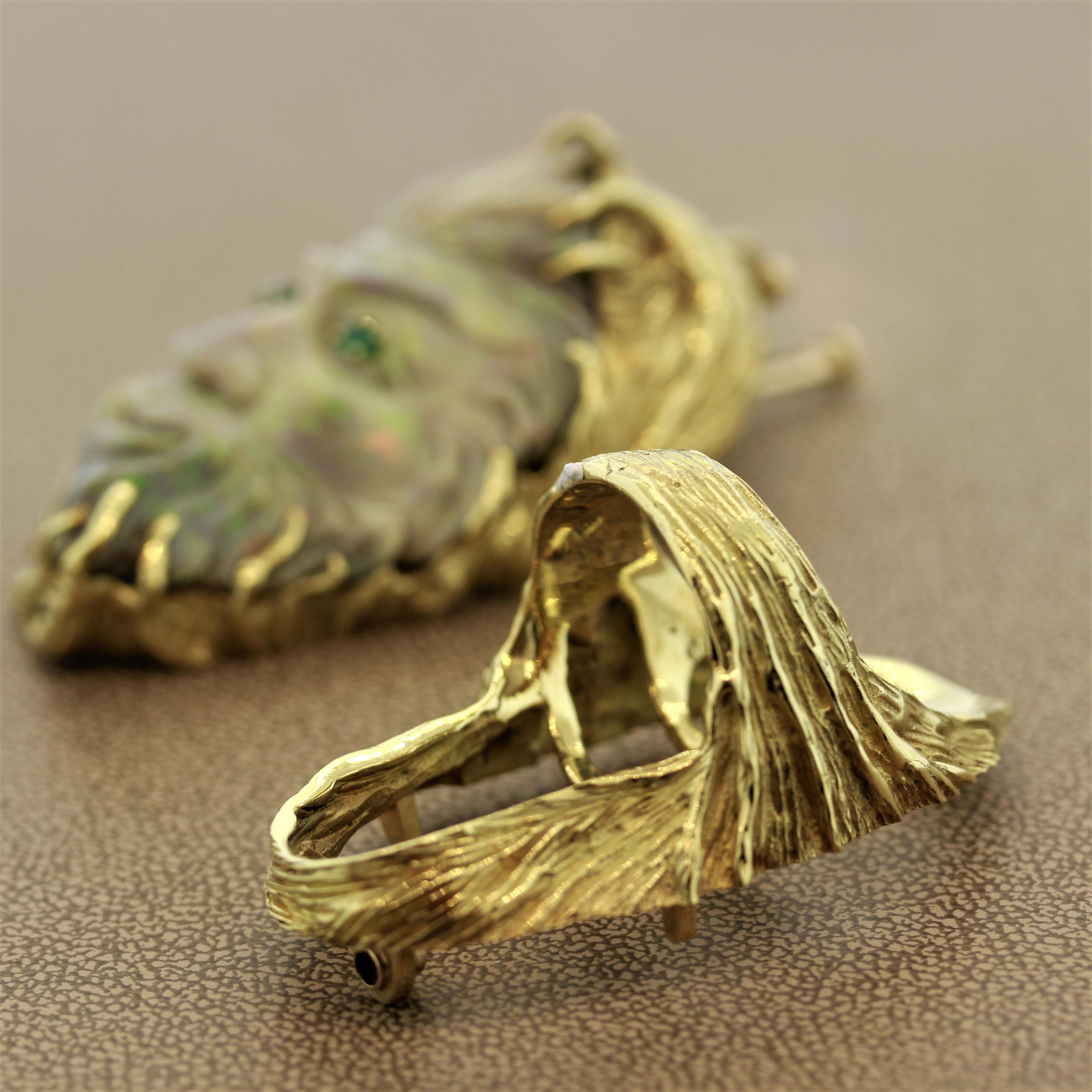 Australian Opal Carved Face Gold Ring-Pendant 9