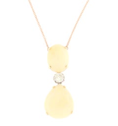 Halskette mit Anhänger aus 14 Karat Gelbgold mit australischem Opal und Diamant