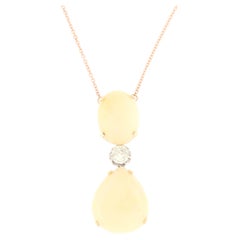  Collier pendentif en or jaune 14 carats avec opale australienne et diamants