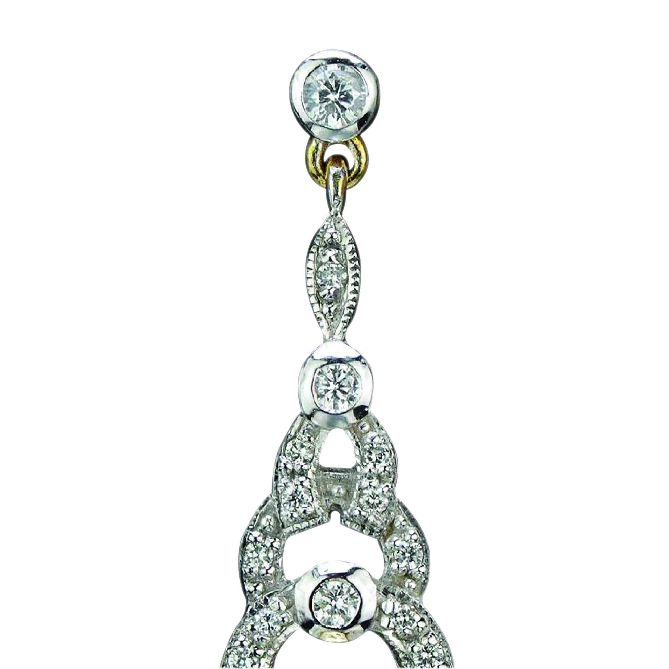 Cabochon Australian Opal & Diamond Drop 14K White Yellow Gold Drop Dangle Earrings For Sale