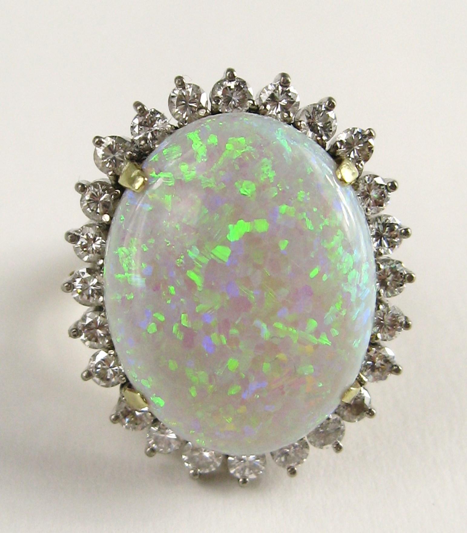 Australian Opal and Diamond Gold Cocktail Ring, 1960s 13+ Carat For Sale 6