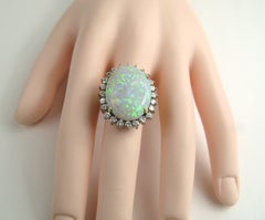 Australian Opal and Diamond Gold Cocktail Ring, 1960s 13+ Carat