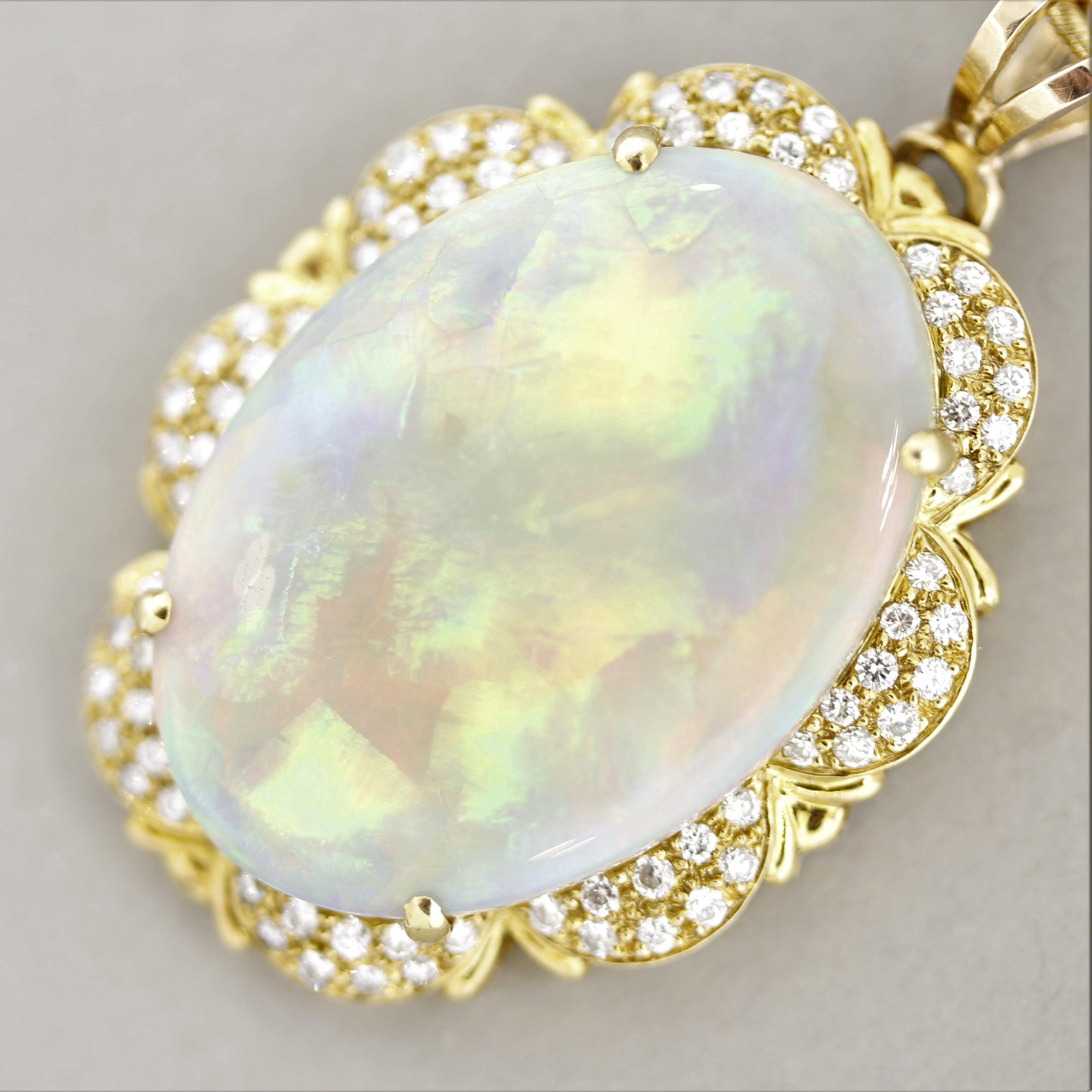 Australian Opal Diamond Gold Pendant 1