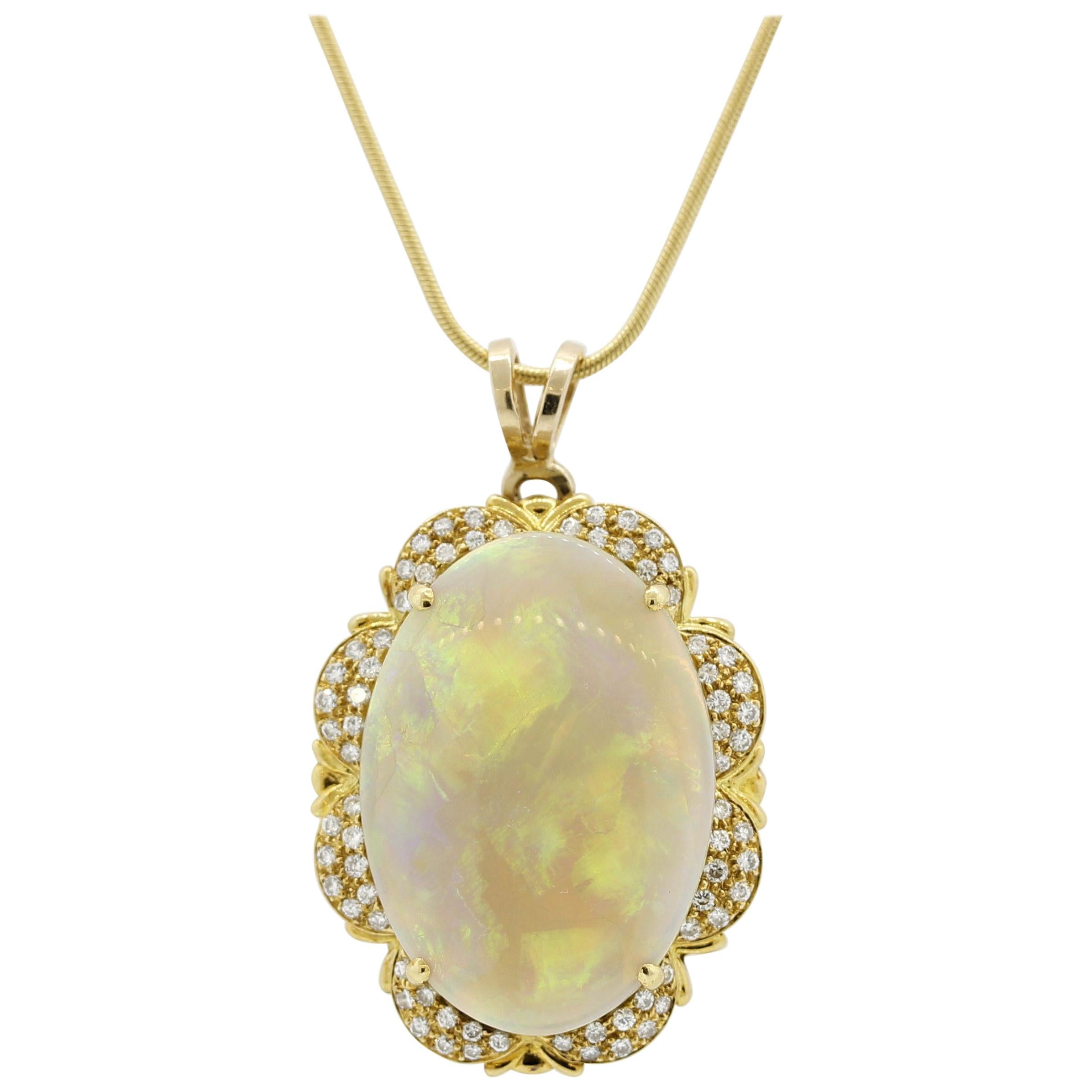 Australian Opal Diamond Gold Pendant