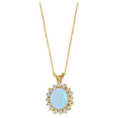 Collana aureola con diamante e opale australiano