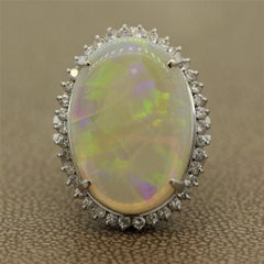 Australian Opal Diamond Platinum Cocktail Ring