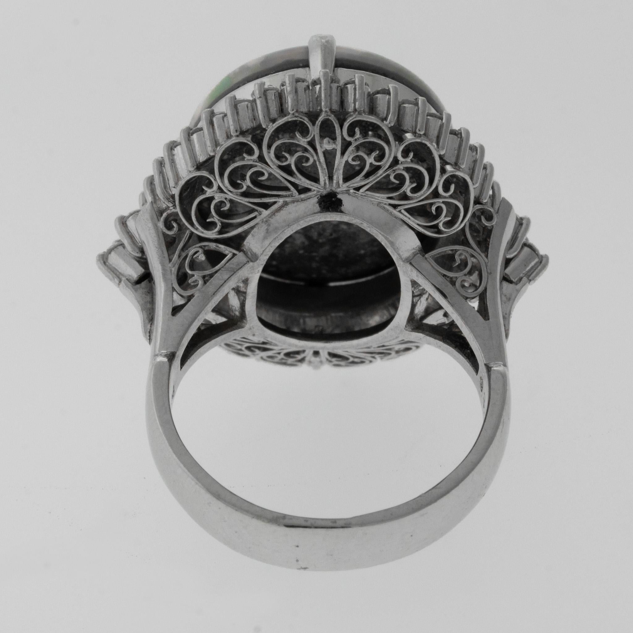 Bague cocktail en platine avec opale d'Australie et diamant Neuf - En vente à Beverly Hills, CA