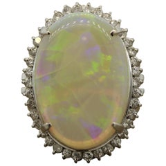 Anillo Cóctel Ópalo Australiano Diamante Platino