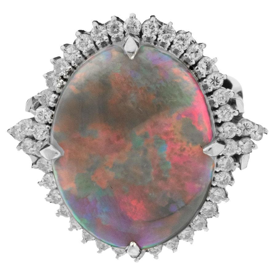 Australian Opal Diamond Platinum Cocktail Ring