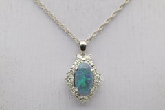Australian Opal Diamond Platinum Pendant
