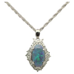 Australian Opal Diamond Platinum Pendant