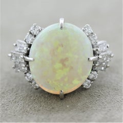 Australian Opal Diamond Platinum Ring