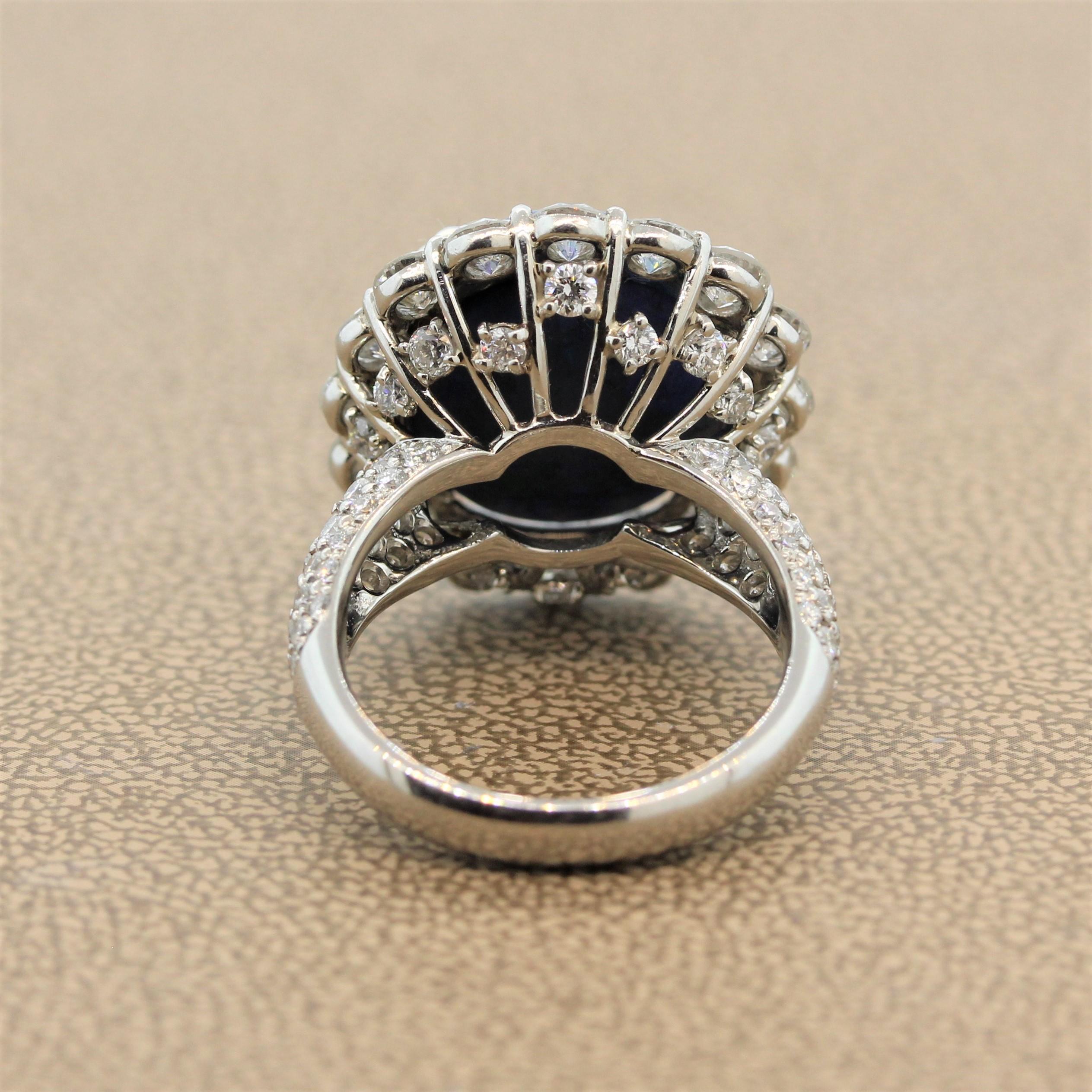 Women's Australian Opal Diamond Platinum Ring For Sale