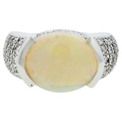 Australian Opal Diamond Platinum Ring