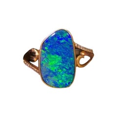 Australian Opal Diamond Ring 18k Yellow Gold