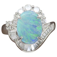 Australian Opal 
Diamond Ring Made in Platinum