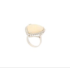Australian Opal Diamonds 18 Karat White Gold Cocktail Ring