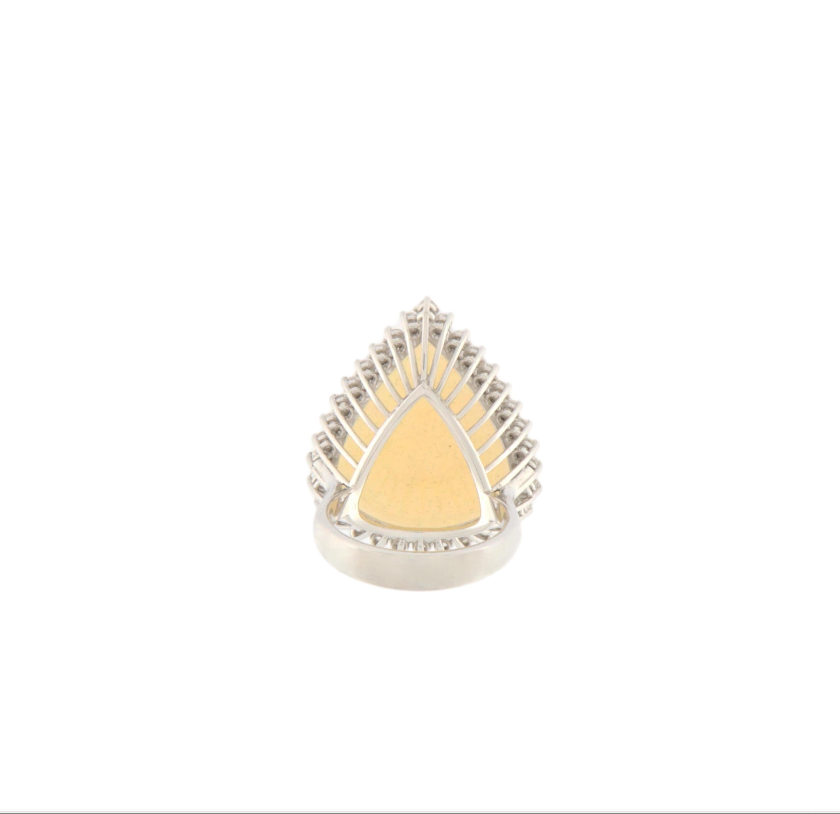 Brilliant Cut Australian Opal Diamonds 18 Karat White Gold Cocktail Ring For Sale